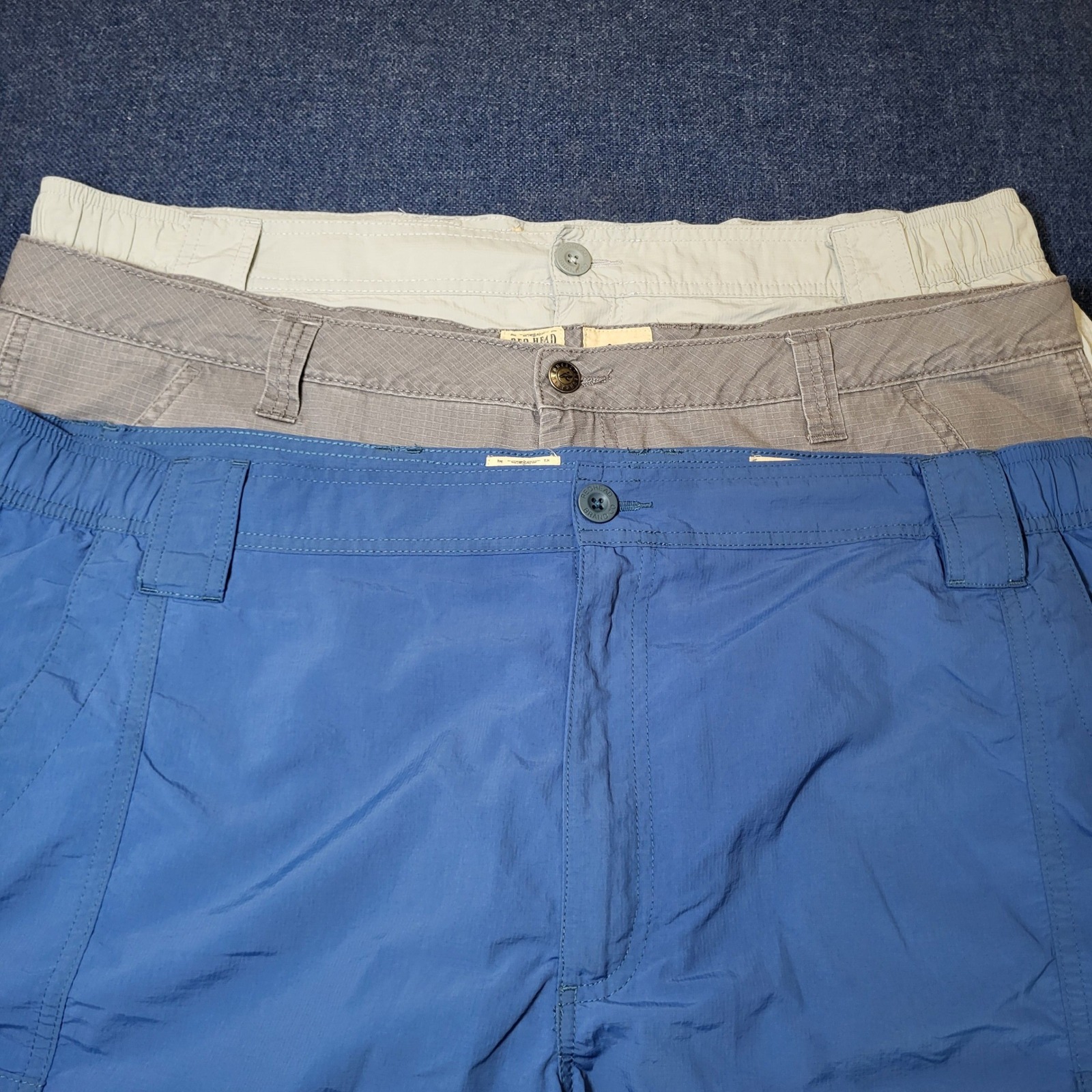 Redhead Brand Co Mens Cargo Shorts Size 42 3 Pack Bundle Ripstop Nylon Blue Gray